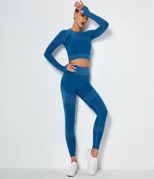 2020 INS Women039s Комплект для йоги. Бесшовная спортивная одежда. Комплект из 2 предметов. Толстовка с длинными рукавами, укороченный топ и длинные брюки с высокой талией. Йога Tr9202250.
