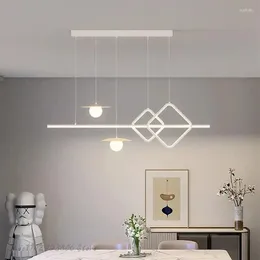Lampes suspendues Lampe LED moderne Lampe blanche Lustre Lumière Style simple pour salle à manger Table de cuisine Salon Chambre Art Design