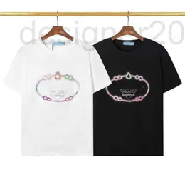 T-shirt da uomo Designer 2023 T-shirt da uomo T-shirt Parigi Lettera stereoscopica colori di perforazione modello manica corta in cotone donna bianco nero M-3XL B0Z0