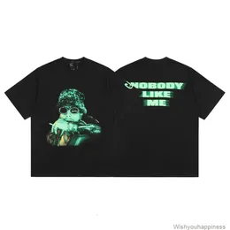 Tees 티셔츠 고급 남성 디자이너 패션 의류 패션 Br v Tops Lone Nobody Like Me 앨범 주변 힙합 스트리트 느슨한 짧은 슬리브 티셔츠 남자 여자