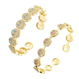 Urok bransoletki buźki z bransoletki z błyszczącą cyrkonią wysokiej jakości 18 -karatowy złoty talerz uśmiech twarz bransoletka dla kobiet