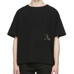 Roupas de moda de grife camisetas de hip-hop tshirts modernos rhude bordado simples cor sólida cor solta verão masculino de algodão puro de t-shirt de t-shirt de meia manga