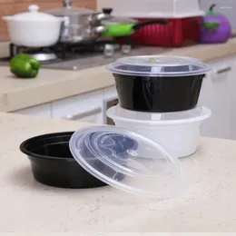 Tigela de plástico descartável de utensílios de jantar Retire a caixa de armazenamento de recipientes com tampas - redondo