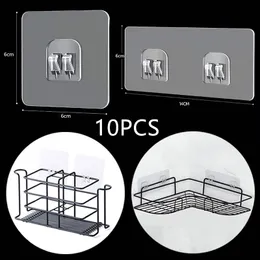 Toalha de cozinha ganchos de 10pcs transparentes prateleira de parede de parede de armazenamento de armazenamento de fixação patch snap