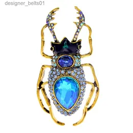 Pins Brooches CIN XIANG Blue Crystal Beetle Brooches For Women Vintage Bug Pin Insect Jewelry Alloy Material Fashion Coat AccessoriesL231120