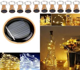 10 LED Solar Wine Bottle Stopper Copper Fairy Strip Wire Outdoor Party Decoration Night Night Lamp Diy Cork Light String1227487