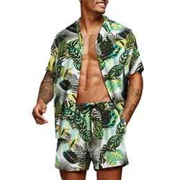 Tracce da uomo hawaii set di moda set di moda a colore estivo solido Shirtshorts a maniche corte causali a maniche corte due pezzi casual 230420