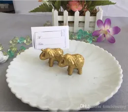 Portatarjetas de resina de la suerte con diseño de elefante dorado, tarjetero de visita, decoración de boda dorada, favores para invitados 5105854