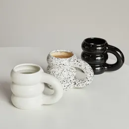 Tumblers Creative Water Cup Ceramic Mug Nordic Coffee Cups With Big Handrip Colored Ceramics Juice Mugs 230419