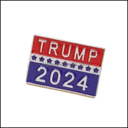 Bomboniera 2024 Trump Spilla Us Elezioni Spilla in metallo Spille americane Regalo creativo 1.7X2.8Cm Consegna a goccia Giardino domestico Festivo Supp Otq1X