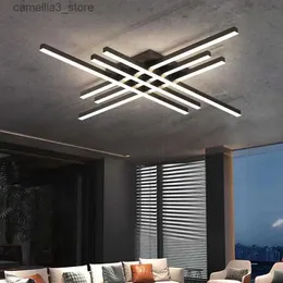 Luzes de teto preto lustre quadrado quarto lâmpadas sala estar lâmpada led lâmpada do teto nórdico minimalista criativo led luzes tira da lâmpada do teto q231120