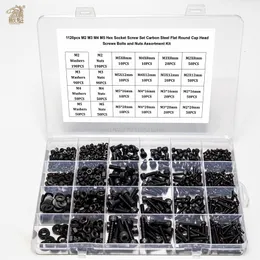 Tool Parts 1120pcs M2 M3 M4 M5 Hex Socket Screw Set Carbon Steel Flat Round Cap Head Screws Bolts and Nuts Assortment Kit with Storage Box 230419