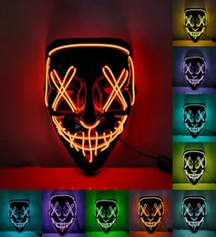 Маска ужасов на Хэллоуин, косплей, светодиодная маска, светящаяся EL Wire, страшная маска, светящаяся в темноте маска, фестивальные маски для вечеринок CYZ32341788633