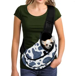 Hundbilstol täcker tillbehör tecknad söt ko textur mönster ryggsäck anpassad valp bärare för transportväska