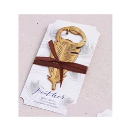 Andere Event Party Supplies 100 Stück elegante goldene Pfauenfedern Bär Flaschenöffner Hochzeit Gefälligkeiten Geschenk Gastgeschenke Souvenir DHA3S