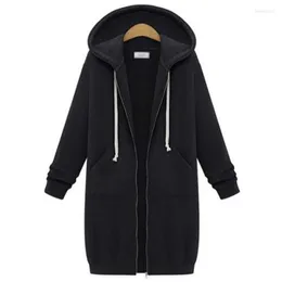 Damen-Hoodies, einfarbig, übergroß, mit Reißverschluss, langes Kleid, Kordelzug, einfarbig, Sweatshirt mit Tasche, Damen, Poleron Mujer, lässig, locker