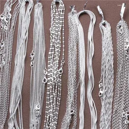Pendanthalsband 5st/Lot Silver Plated Bambu Link Chain Water Wave Halsband Kedjor för kvinnor 16 "18" 20 "24" 26 "28" 30 "grossistmode