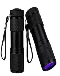 9 LED Aluminium Mini Portable UV Ultra Violet Blacklight 9 LED Flashlight Torch Light portable outdoor Aluminium Alloy flashlight 8804383