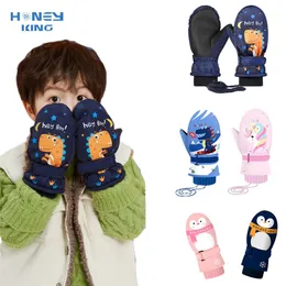 Children's Fingerless Gloves HONEYKING 2-12 Year Old Kids Winter Ski Gloves Waterproof Warm Gloves Boys Windproof Snowboard Gloves For Outdoor Skiing Cycling 231120