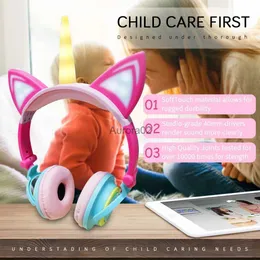 Telefon komórkowy słuchawki Kot Ucha Słuchawki jednorożenowe LED migające słuchawki składane muzyka przewodowe słuchawki gier słuchawkowy zestaw słuchawkowy dla dzieci prezenty YQ231120
