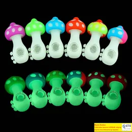 Mushroom hand pipe smoking pipes silicone bongs tobacco tool smoke set glowing in the dark