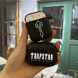 Earphone Accessories Fashion Trapstar Earphone Case For AirPods 1 2 3 Pro2 Black Soft TPU Silicone Protective Cover For Airpods 3 Accessories J230420