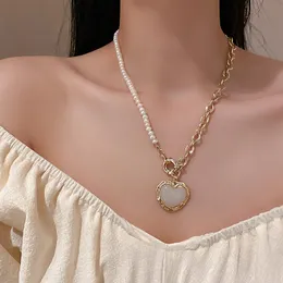 Hänghalsband vintage imitation pärlchoker halsband för kvinnor mode opal sten hjärta 2023 trend eleganta bröllop smycken