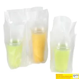 Bestsäljande engångs kafé Shopping Mall Juice Takeaway Packaging Single Cup Plastförpackningspåse 28 cm Matklass Mjölk