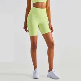 Lu Lu Shorts Justera kvinnor Ribbed Fitness High midje Gym Sport Yoga Lemon Korta leggings plus storlek Tätt mjuka cykel shorts kläder Heta byxor ll