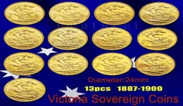 İngiltere Victoria Egemen Paraları 13 PRCS Çeşitli Yıllar Smal Gold Coin Art Collecible7988358
