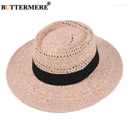 Breda brimhattar Buttermer Sol för kvinnor ljusrosa fläsk pajstrå hatt kvinnlig strand panama sommarmössor damer