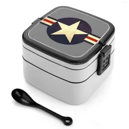 Servis sätter oss Force Roundel - Vintage Look Bento Box Leak -Proof Square Lunch med fack Air Na