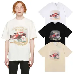 Designermode Kleidung T-Shirts Hip-Hop-T-Shirts Rhude F1 Racing Gran Prix Circuit De Monaco Bedruckter Sommer Rundhals Herren Damen Streetwear Tops Sportbekleidung