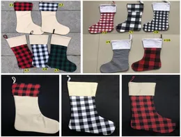 Ekose Noel Çorap Pamuklu Buffalo Pazen Siyah Noel Çorapları Noel Dekor Poli Süblimasyon Boşlukları Santa Çorapları7562319