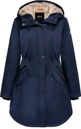 Giacca invernale da donna Cappotto Parker foderato in lana ispessita caldo moda lungo con giacca con cappuccio 2VUJ8