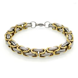 Charm Bracelets Fashion Men Byzantine Chain Bracelet Punk Color Gold Black Titanium Steel Link Box Cuban Jewelry