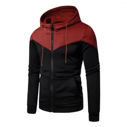 Erkek Hoodies Sports Sweatshirt Moda Erkek 2023 Kontrast Renkli Sırplı Kapüşonlu Kazak Erkekler rahat koşu kazak ter