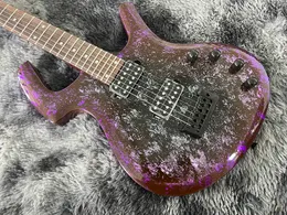 China elektryczna gitara fioletowa kolor mahoniowy system tremolo mahoniowy i szyi czarny sprzęt 6 sznurków