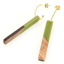 Dangle Earrings Miasol Luxury Elegent Natural Wood & Resin Long TeardDrop Water Drop Girls Hoop Pendulum For Women Earring Gifts