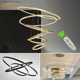 Luzes de teto estilo nórdico moderno luzes pendentes lâmpadas penduradas anel de alumínio led lustres de teto para sala de estar interior decoração de casa q231120