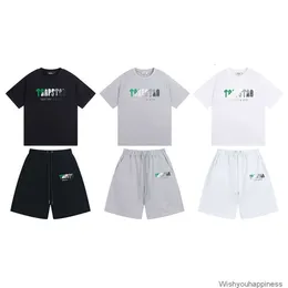 Tees Camisetas Luxo Mens Designer Roupas de Moda Nova Moda Trapstar Lettered Casual Sportswear T-shirt Set Men's Women's T-shirt + Shorts Conjunto de duas peças