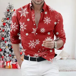 Men's Casual Shirts Male Navidad Shirt Funny Ugly Blouses Autumn And Winter Christmas Tops Cute Snowflake 3d Print Vacation Est Camisas De