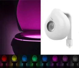 Light Bowl Motion Activated LED Toalett Night Light Badrum LED 8 Färger Lampsensor Ljus Intellansent Toalettskål Ljus passar AN3528237