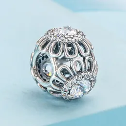 925 STERLING PRATA FLORAL BRILLIANCE CLARO CZ BAD