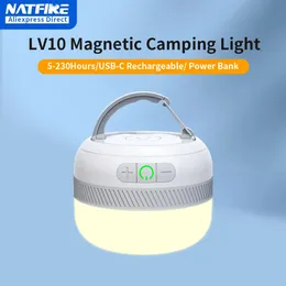 المصابيح الضوئية مشاعل Natfire LV10 LED مصباح يدوي التخييم 230 ساعة فانوس قابلة لإعادة الشحن مع إضاءة المغناطيس ضوء الطوارئ المحمول 231118