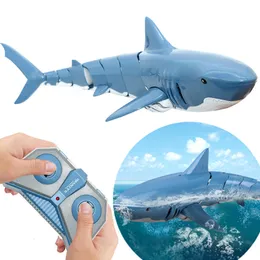 Electricrc Animals Remote Control Shark Toy Robots RC Electric Sharks Barn Kids Toys For Boys Summer Swimming Water Ship Fish 230419