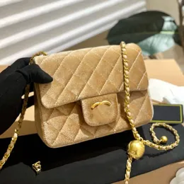 لطيف Crossbody Women Mini Counter Bag Velvety Equilted Trend Coin Purse Luxury Handbag Classic Flap Designer Trip Trope Thip Matelasse Chain Fanny Pack 17cm