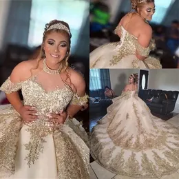 Szampańskie złoto sukienki quinceanera kantarki koraliki cekinowe aplikacje koronkowe gorset księżniczka pras vestidos de 15 quinceanera