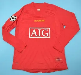 Топ 2008 Финал Москва Роналду Ретро Джерси Классик Винтаж 08 09 Scholes Vidic Soccer Jersey Roone