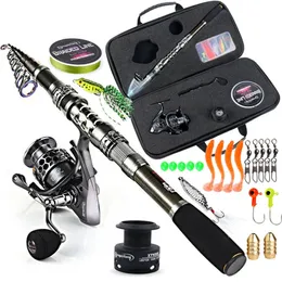 Fishing Accessories Sougayilang Rod and Reel Combo Telescopic Spinning with Free Spool Hooks Lure Line Bag Full Kit 231120